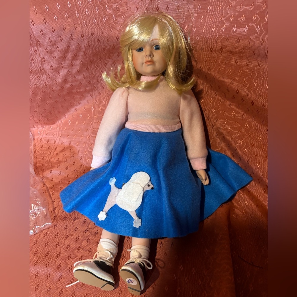 Vintage Doll with Blue Poodle Skirt